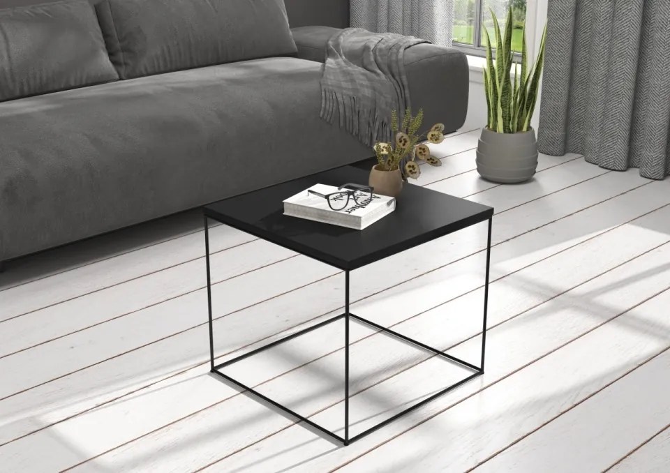 Masuta de cafea, 50x50 cm, ADRK Furniture (Culoare: Negru / Beton)