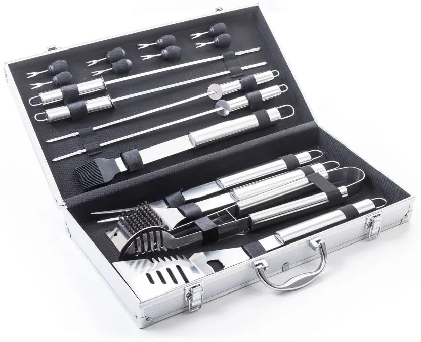 Set de unelte pentru grătar G21, 17 buc, carcasă aluminiu