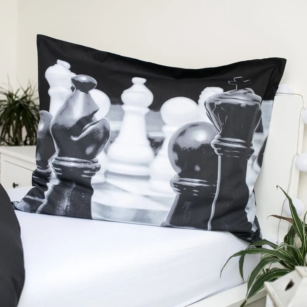 Lenjerie de pat pentru copii alb-negru din bumbac pentru pat de o persoană 140x200 cm Chess – Jerry Fabrics