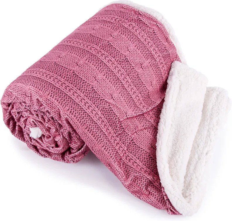 Pătură imitaţie de blană Agnello, roz, 150 x 200 cm