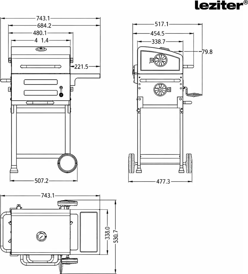 Grătar multifuncțional Helix cu cărbune de lemn
