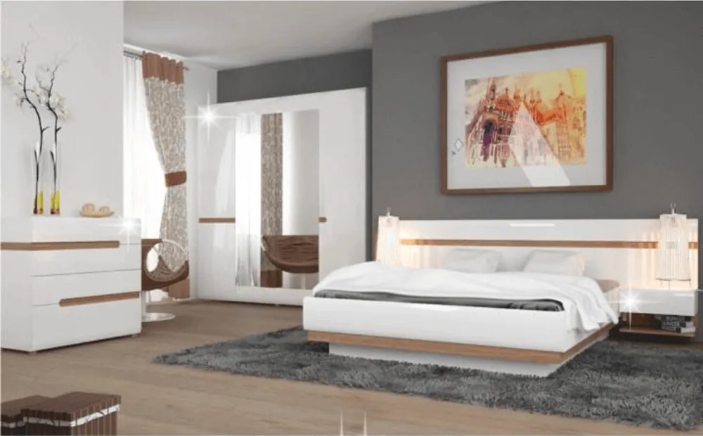 comodă, strălucire extra albă HG/stejar sonoma închis, LYNATET TYP 44