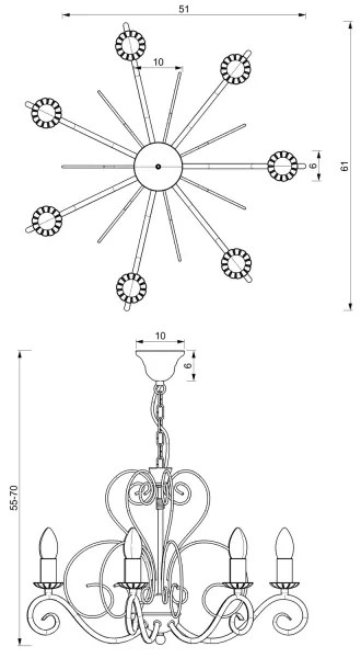 Lustră pe lanț MAURO 7xE14/60W/230V