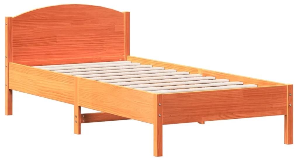 842621 vidaXL Cadru de pat cu tăblie, maro ceruit, 90x200 cm, lemn masiv pin