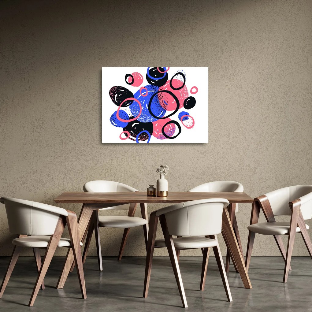 Tablou pe sticlă - Motiv cercuri în culori vii (70x50 cm)