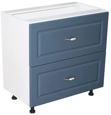 Corp inferior 80 cu 2 sertare metalice pentru greutate Zebra MDF albastru drept