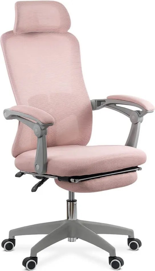 Scaun ergonomic OFF 430 roz, spătar mesh și reglaj pe înălțime