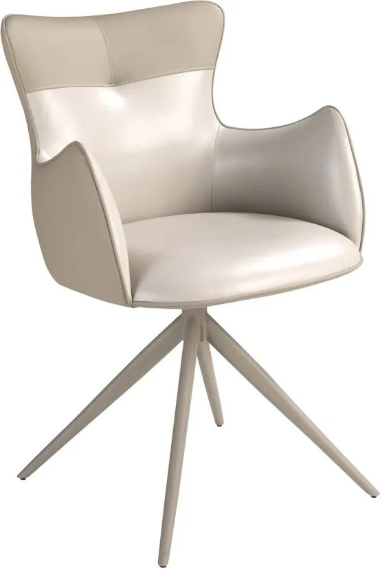 Scaun modern pivotant piele sintetica Off-white/ Greige