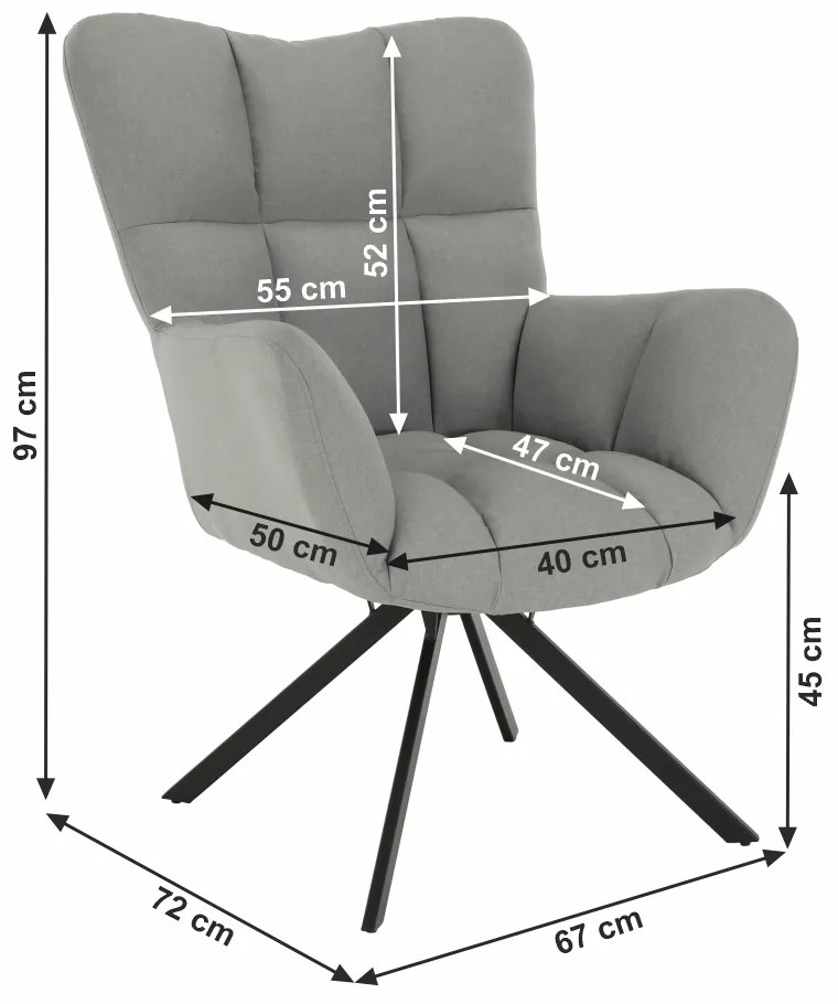 Fotoliu de design rotativ, gri negru, KOMODO