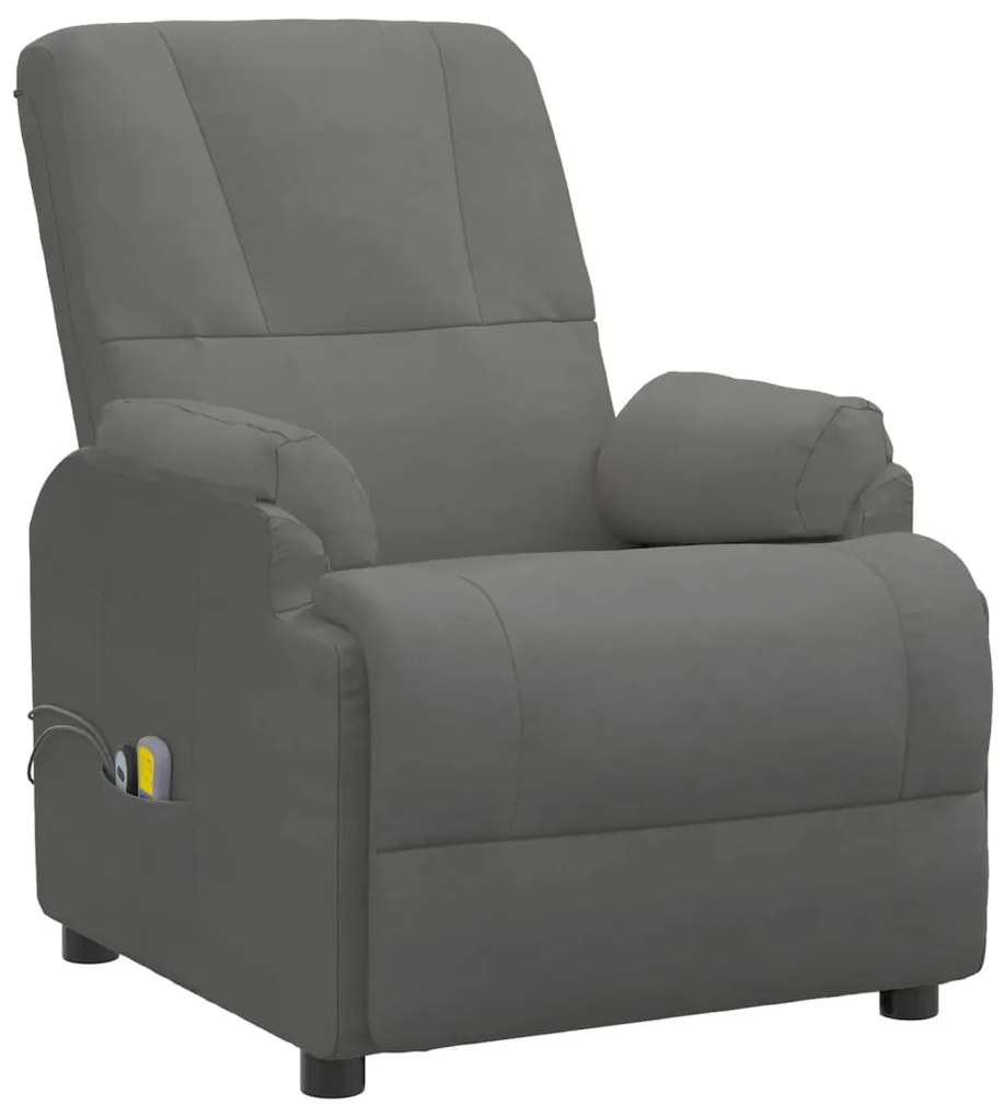 3073839 vidaXL Fotoliu de masaj electric, gri închis piele întoarsă ecologică