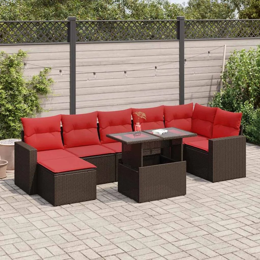 vidaXL Set canapele de grădină cu perne, 8 piese, maro, poliratan