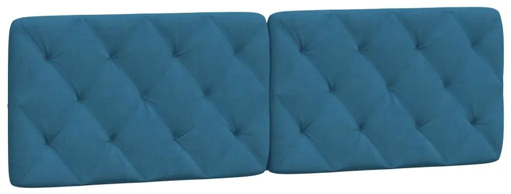 374737 vidaXL Pernă tăblie de pat, albastru, 160 cm, catifea