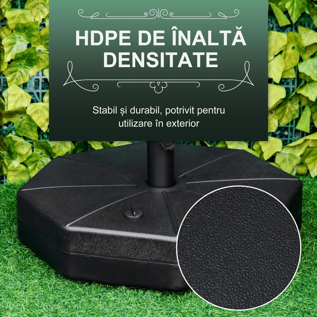Outsunny Bază pentru Umbrelă din Plastic cu Stâlpi de Ø38/48 mm, Ø60x36 cm, Negru | Aosom Romania