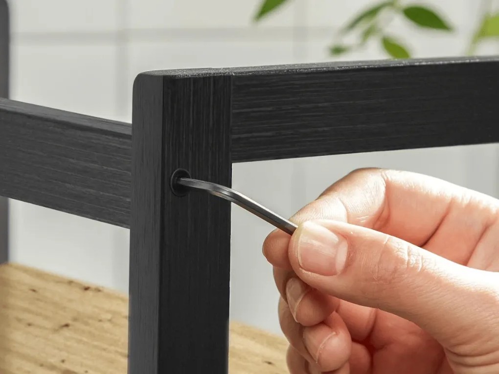 Polita pe masa NORDEKO 41x41 cm, neagra / stejar artisan