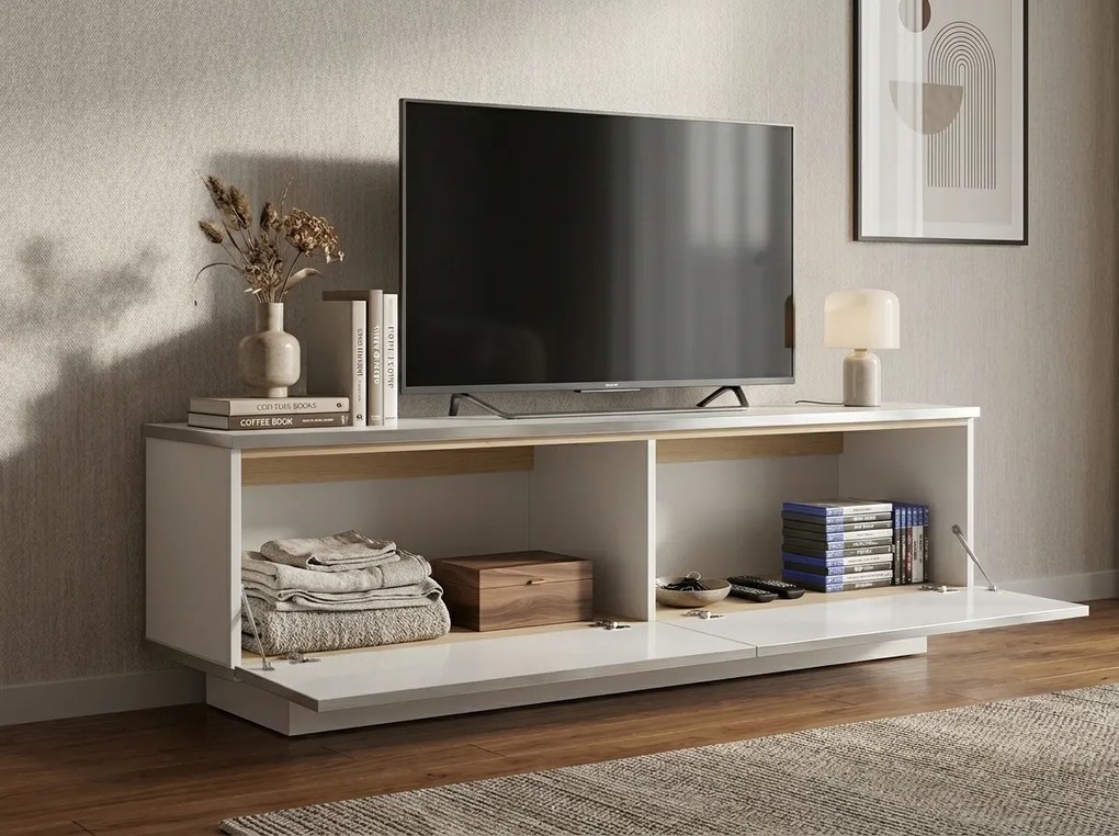 Dulap TV ALVIN 135 cm, alb/argintiu