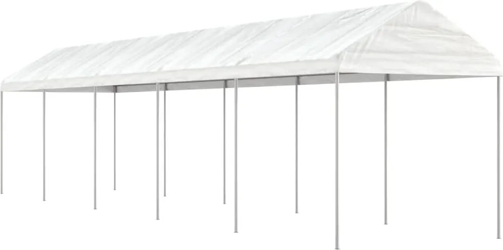 vidaXL Foișor cu acoperiș, alb, 11,15x2,28x2,69 m, polietilenă