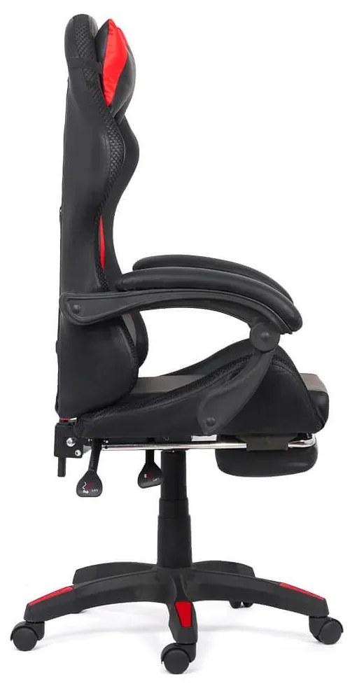 Scaun de gaming cu masaj și iluminare RGB din piele ecologică OFF 303 roșu cu negru