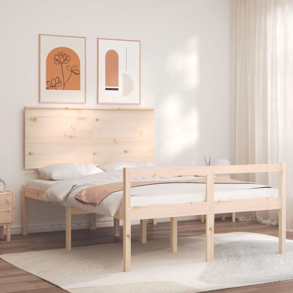 3195476 vidaXL Cadru de pat senior cu tăblie, 120x200 cm, lemn masiv