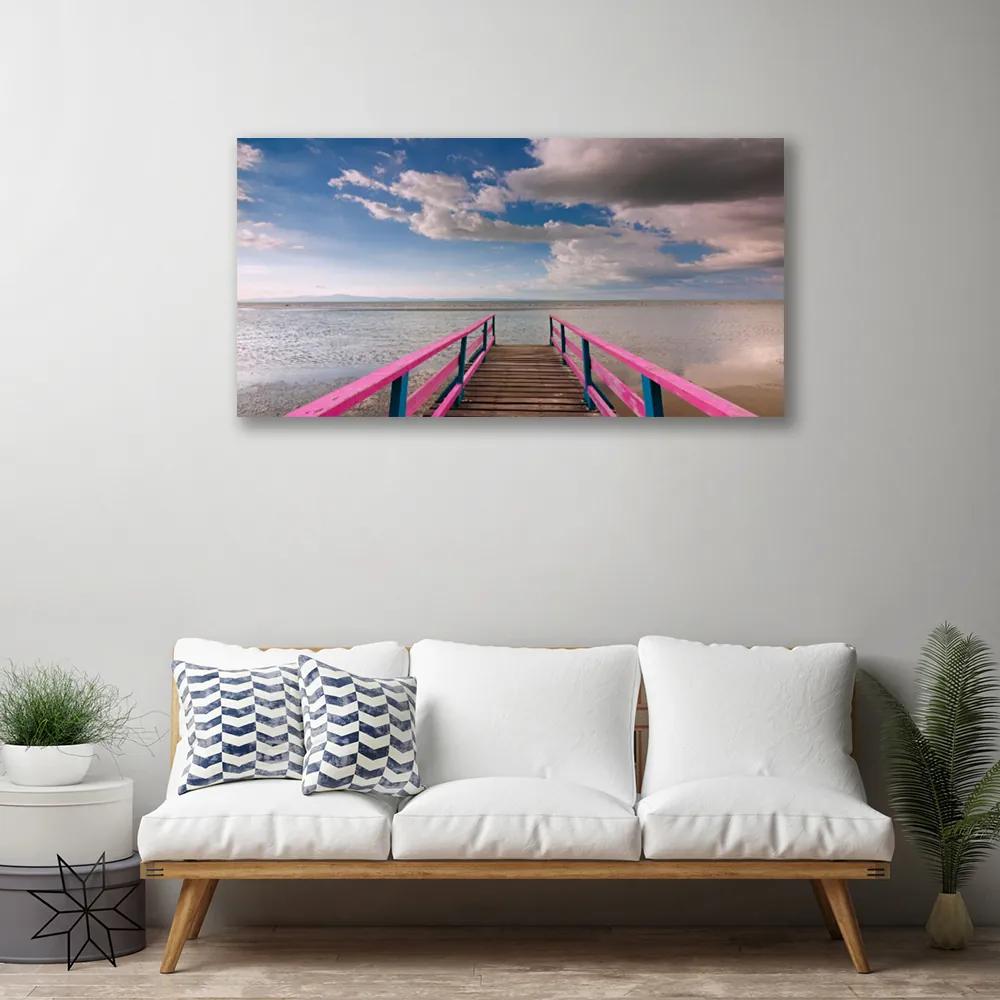 Tablou pe panza canvas Podul Marea Arhitectura Maro Roșu Albastru