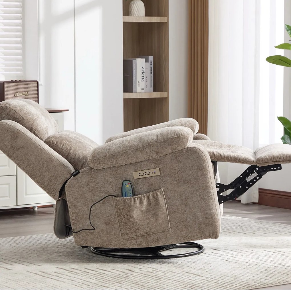 Fotoliu recliner electric dumonde cu funcție de balansare ,rotire și masaj în 8 puncte Arvo