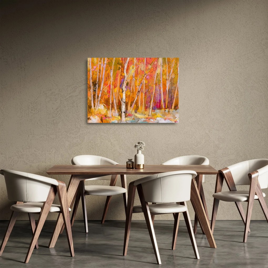 Tablou pe sticlă - Pădurea toamna (70x50 cm)