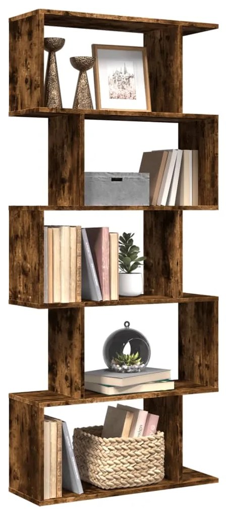 vidaXL Bibliotecă/separator 5 niveluri stejar fumuriu 70x24x161cm lemn