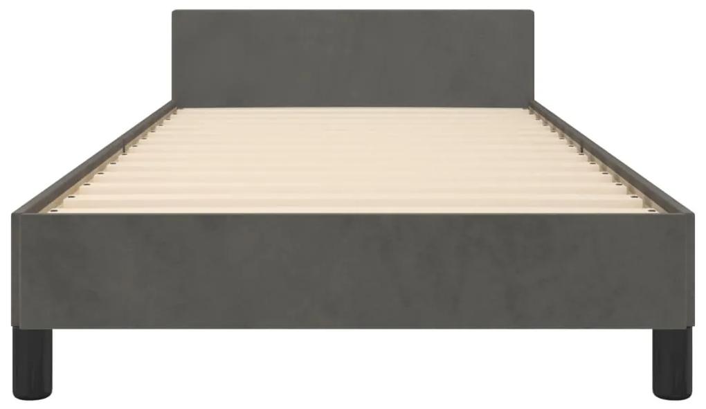 Cadru de pat cu tablie, gri inchis, 90x200 cm, catifea Morke gra, 90 x 200 cm, Benzi verticale