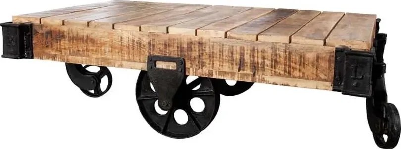 Masuta industrial style din lemn cu roti din metal Railway A-36788 VC