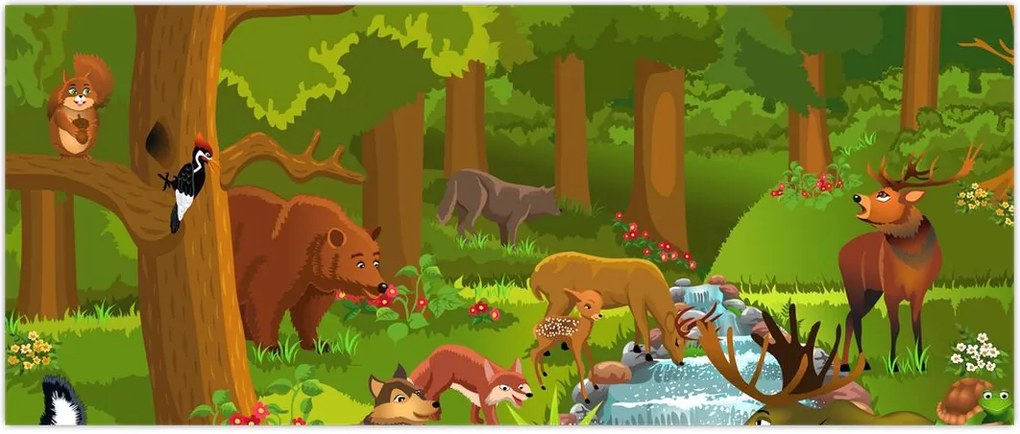 Tablou pentru copii cu animale (120x50 cm)