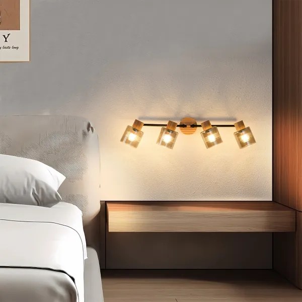 Brilagi - Lampă spot HYGGE 4xE14/15W/230V lemn de cauciuc/fumuriu