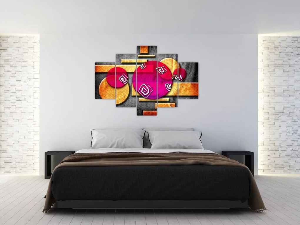 Tablou abstract cu simboluri istorice (150x105 cm)