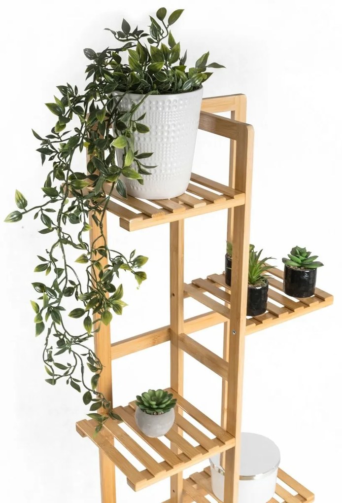 Suport pentru plante G21 cu 6 niveluri, din bambus