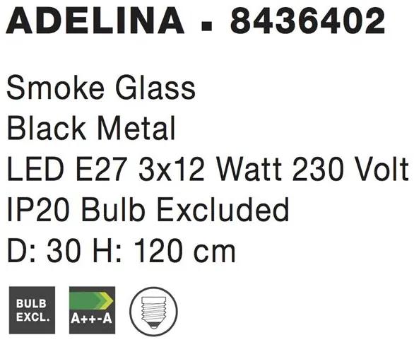 Lustra din sticla fume si metal negru  Adelina