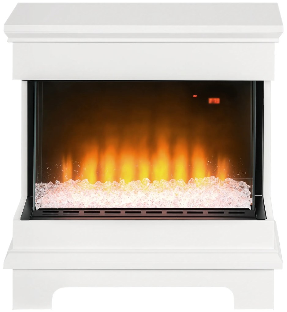 HOMCOM Șemineu Electric 1000W/2000W, Șemineu Electric Independent cu Telecomandă și Protecție la Supraîncălzire, 61x28x66,5 cm, Alb | Aosom Romania