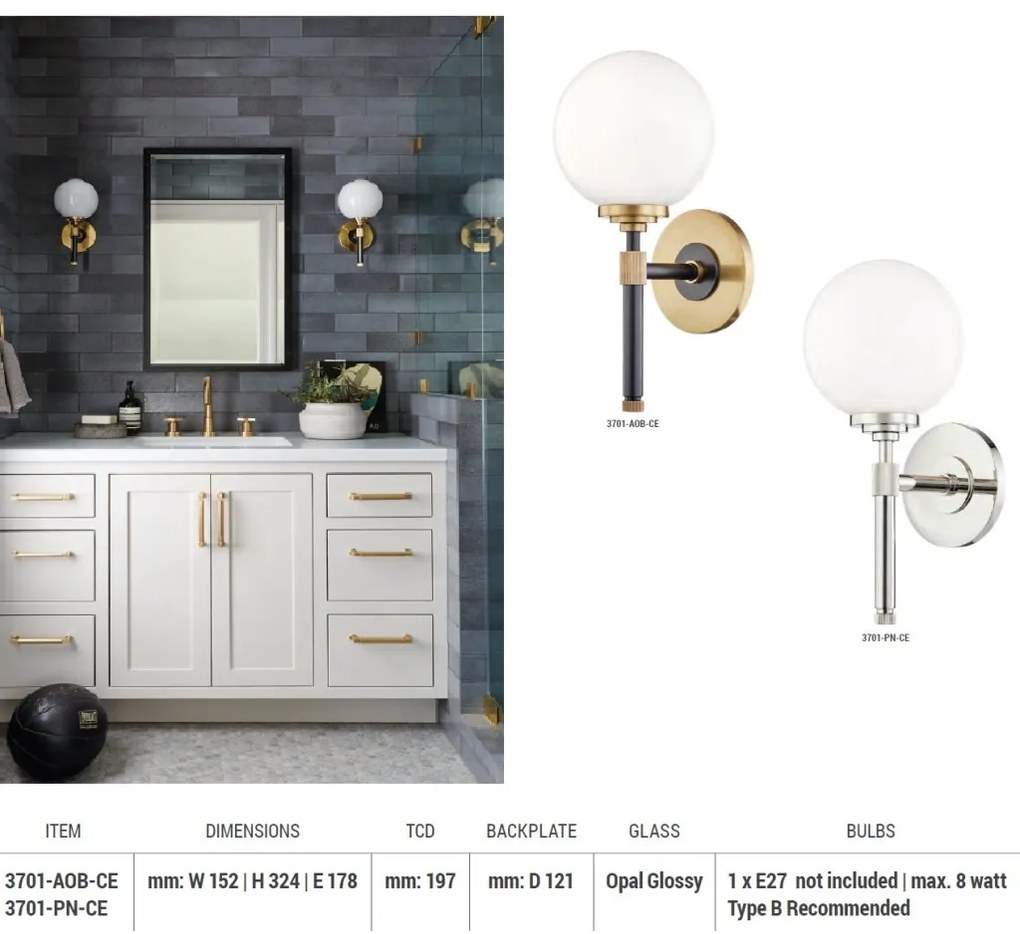 Aplica de perete design clasic BOWERY bronz antichizat cu abajur din sticla
