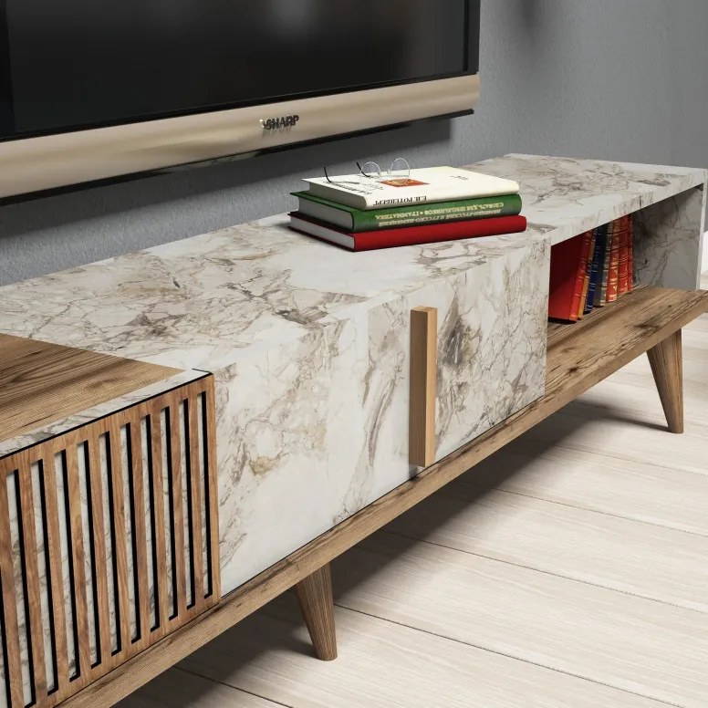 Set Complet Living Milan Walnut-Alb