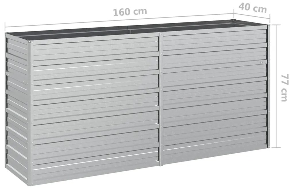 Strat inaltat de gradina argintiu 160x40x77 cm otel galvanizat 1, 160 x 40 x 77 cm