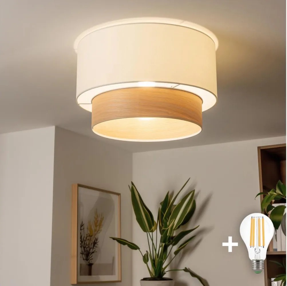 Brilagi - Lustra aplicată LED CERIA 1xE27/40W/230V, diam. 50 cm, alb/bej