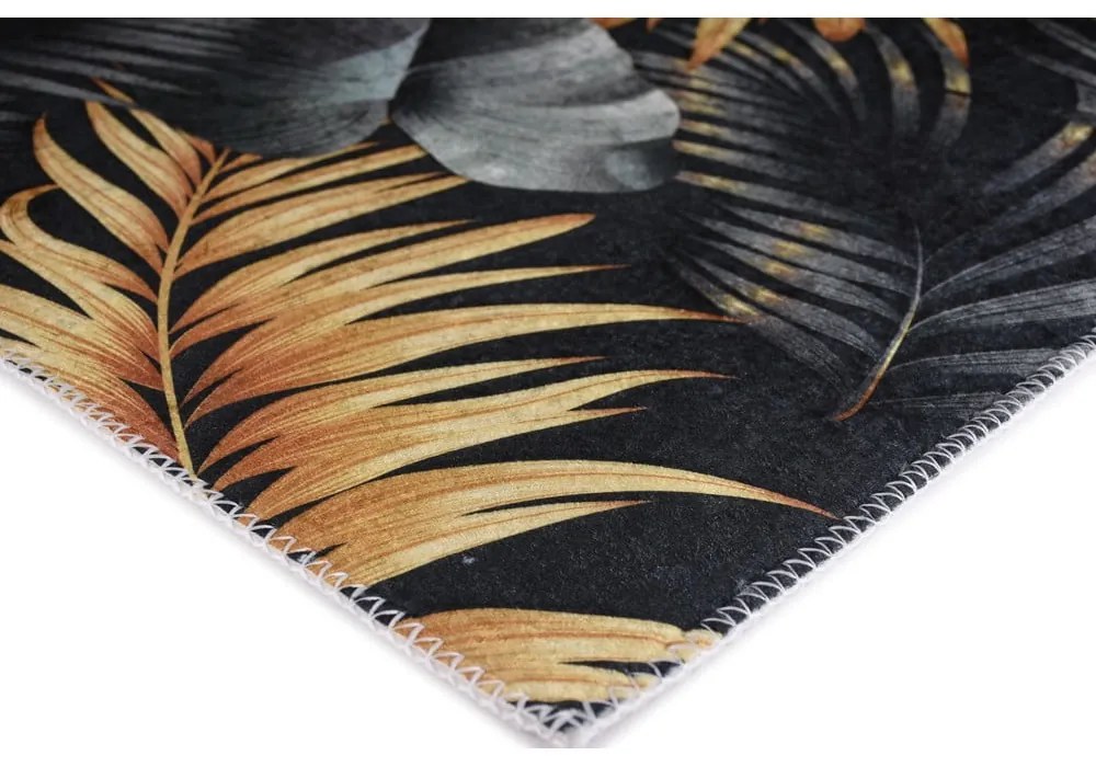 Covor albastru închis/auriu lavabil 120x180 cm Midnight Leaves – Vitaus