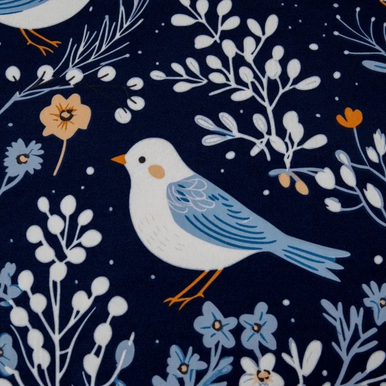 Cearsaf din microfibra DENIM BIRDS albastru 180x200 cm