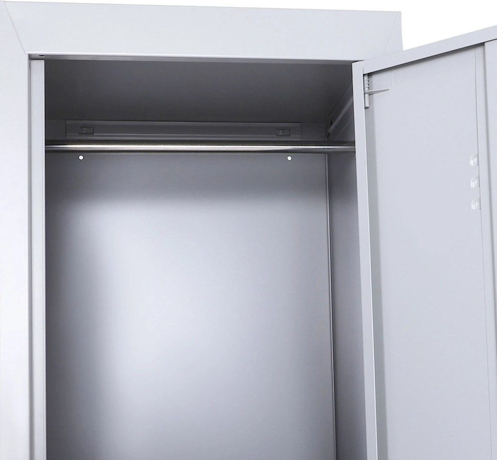 Dulapior Haine din Otel 4 Rafturi 2 Usi cu Inchidere de Siguranta, Gri, 38x46x180cm Vinsetto | Aosom Romania