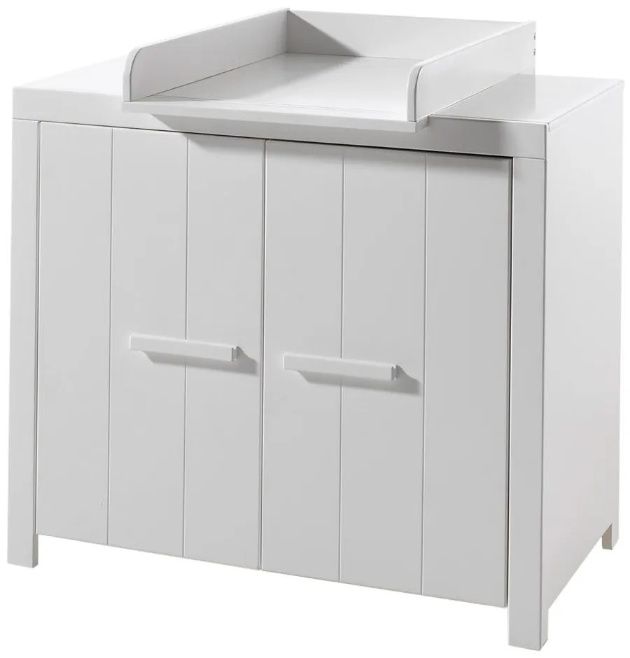 Comodă de copii albă joasă din lemn masiv de pin cu masă de înfășat 100x96 cm ERIK – Vipack