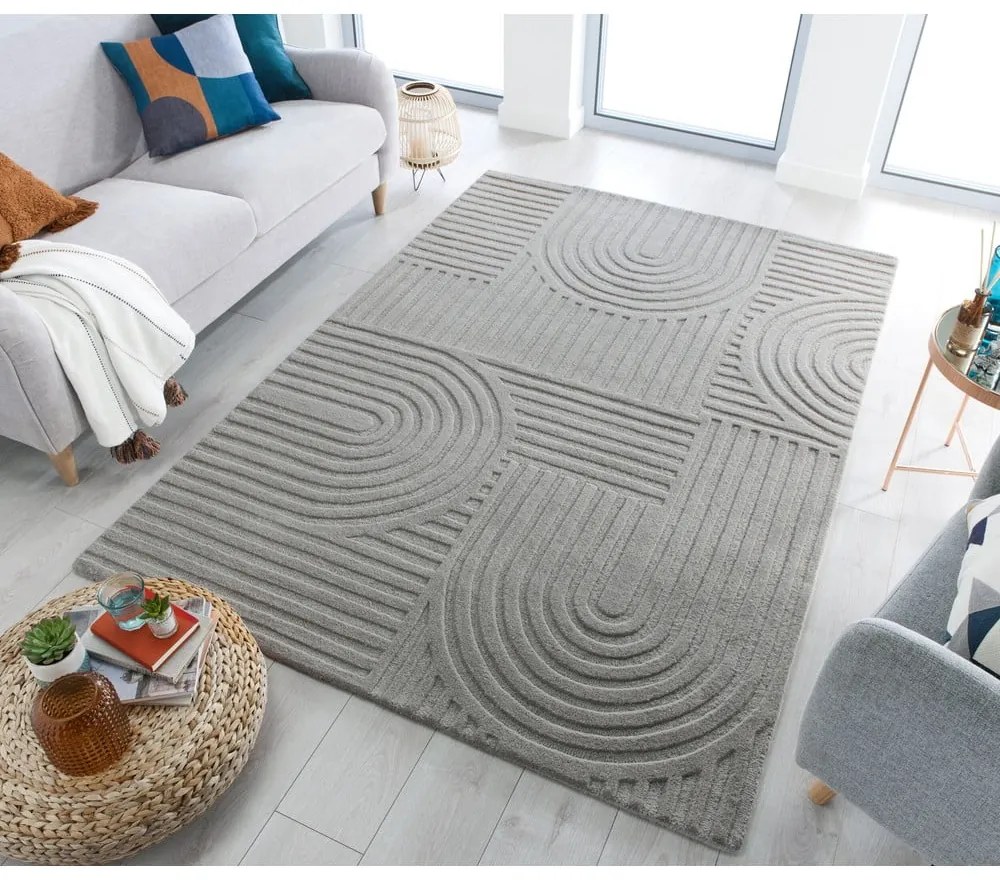Covor din lână Flair Rugs Zen Garden 120 x 170 cm, gri