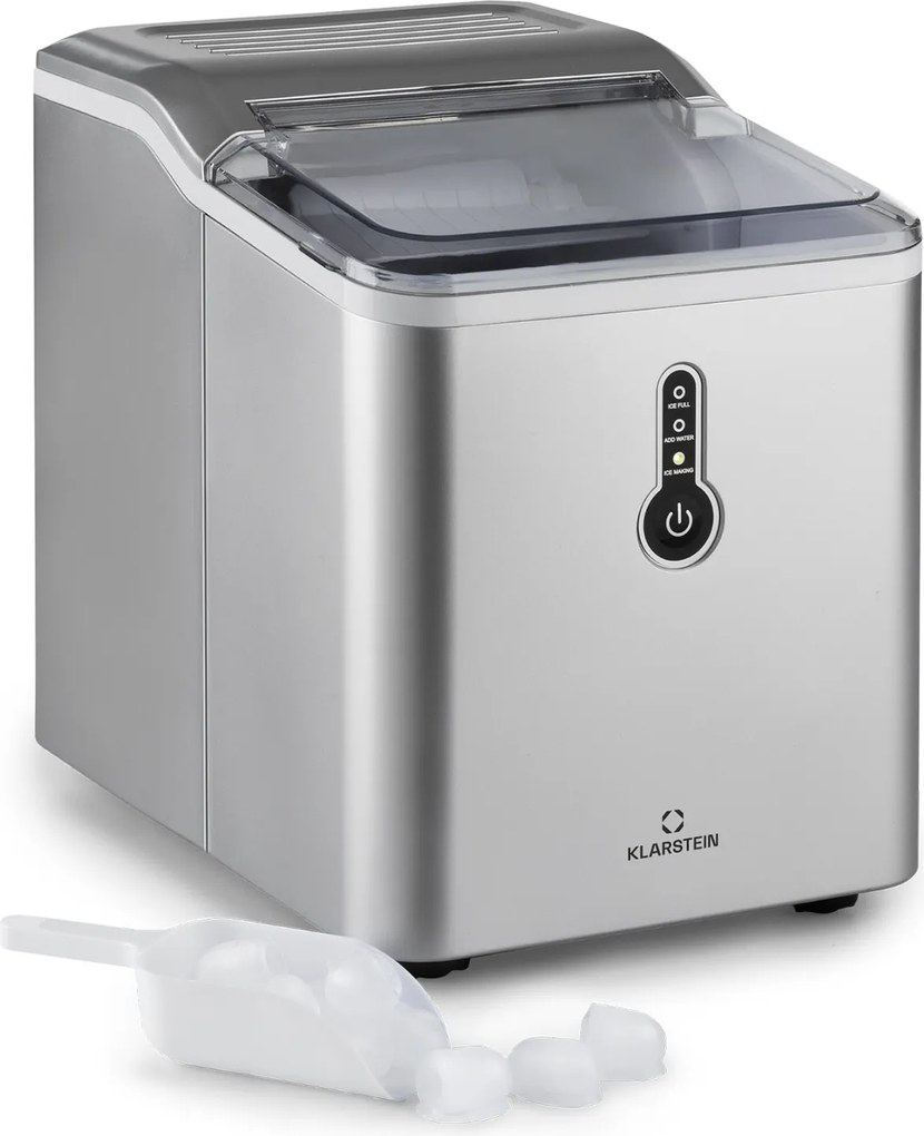 Klarstein Chillout, aparat pentru gheață, bucăți rotunde de gheață, 12 kg / 24 ore, rezervor de apă: 1,5 l, argintiu