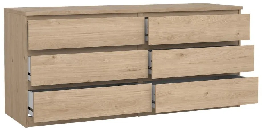 Comodă în culoare naturală cu aspect de lemn de stejar 154x70x50 cm Naia – Tvilum