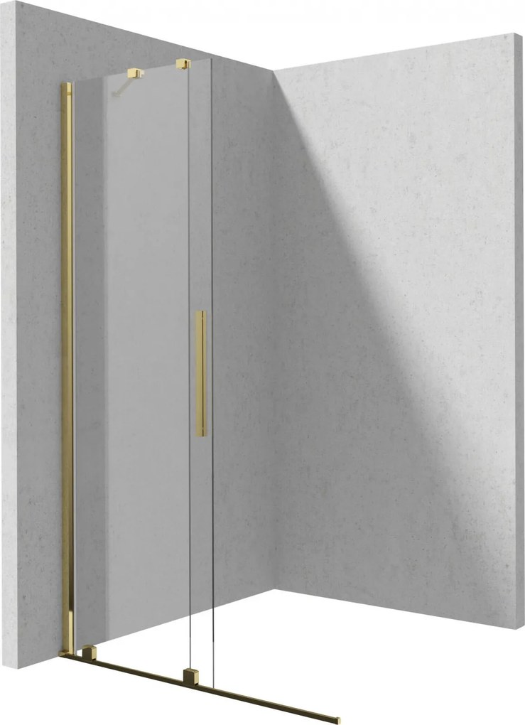 Paravan dus sticla auriu lucios securizata walk-in cu usa glisanta, 140x195 cm, Deante Prizma Auriu lucios, 1400x1950 mm