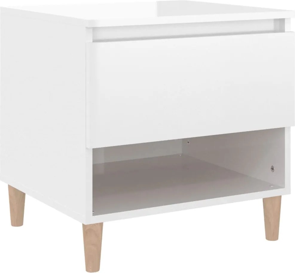 vidaXL Noptieră, alb extralucios, 50x46x50 cm, lemn prelucrat