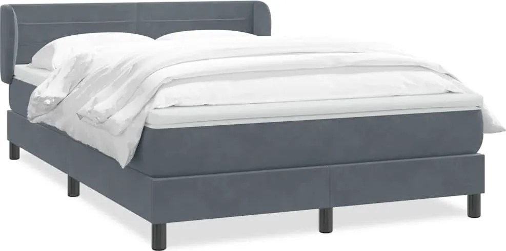 vidaXL Pat box spring cu saltea, gri închis, 140x220 cm, catifea