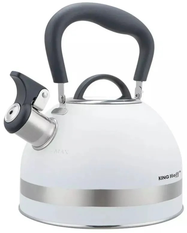 Resigilat: Ceainic cu fluier Kinghoff KH 1852, 1.8 l, Inductie, Maner izolat termic, Alb