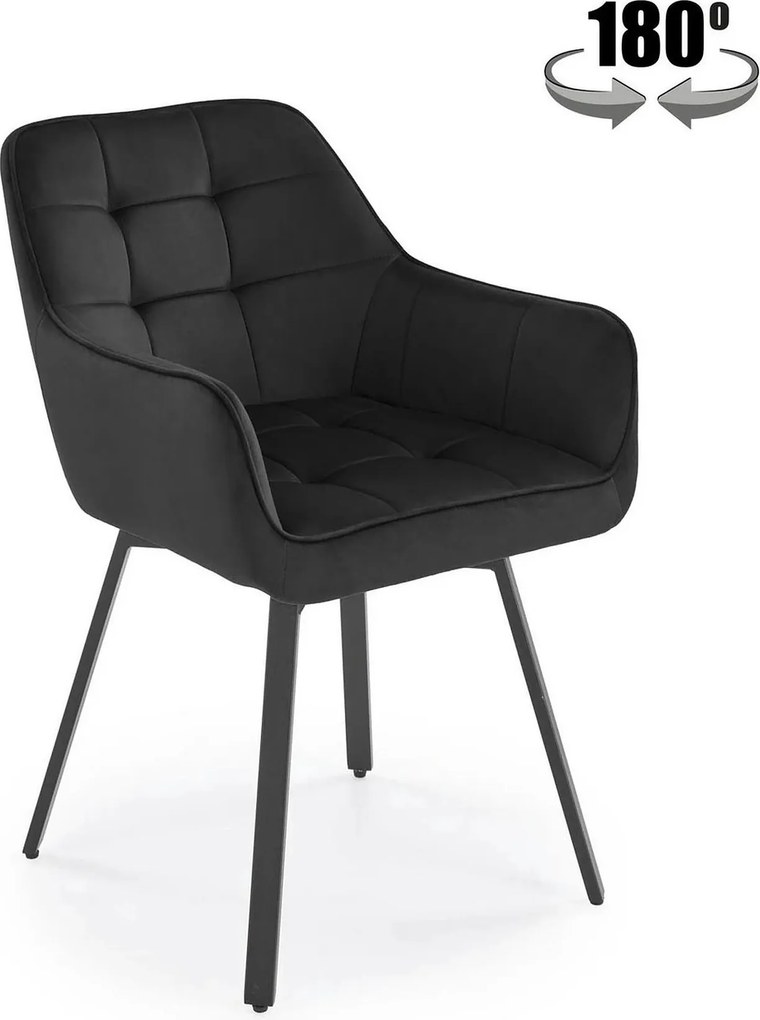 Scaun K588, negru - HLR 66, stofa catifelata/otel, 55x60x89 cm